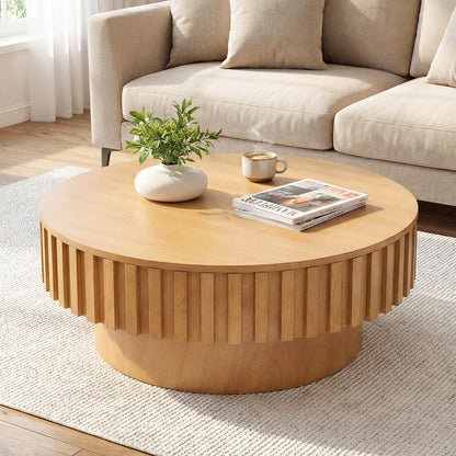 Lorelei 31" Round Fluted Drum Coffee Table with Hidden Storage