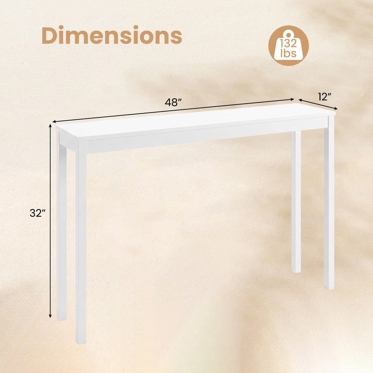 Greer Solid Wood Narrow 48 Inch Console Table