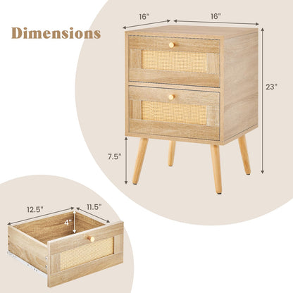 Adelaide Boho Rattan Nightstand Set of 2
