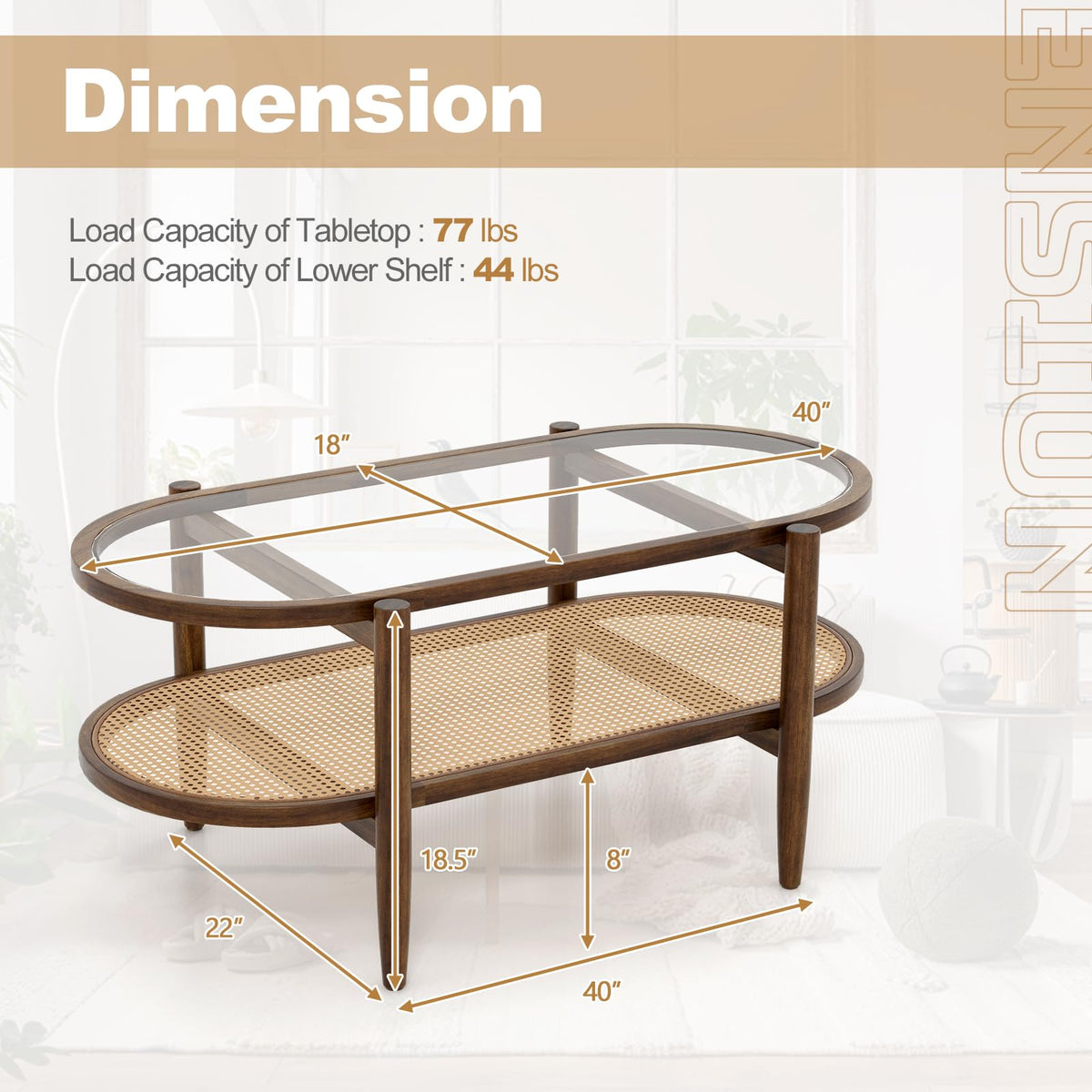 Maris Boho Rattan Coffee Table with Glass Top