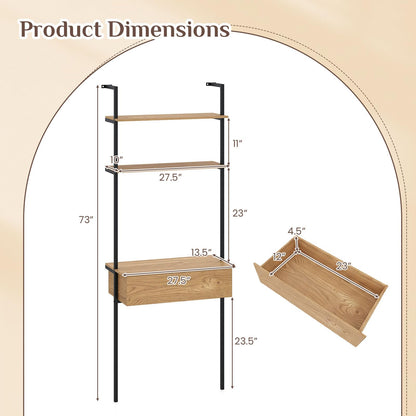 Magnolia 73" Ladder Bookshelf with Drawer
