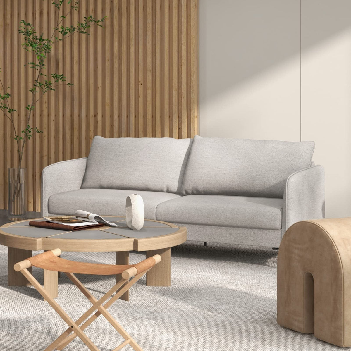 Leonora 76" Modern Gray Sofa with Removable Cushion Covers