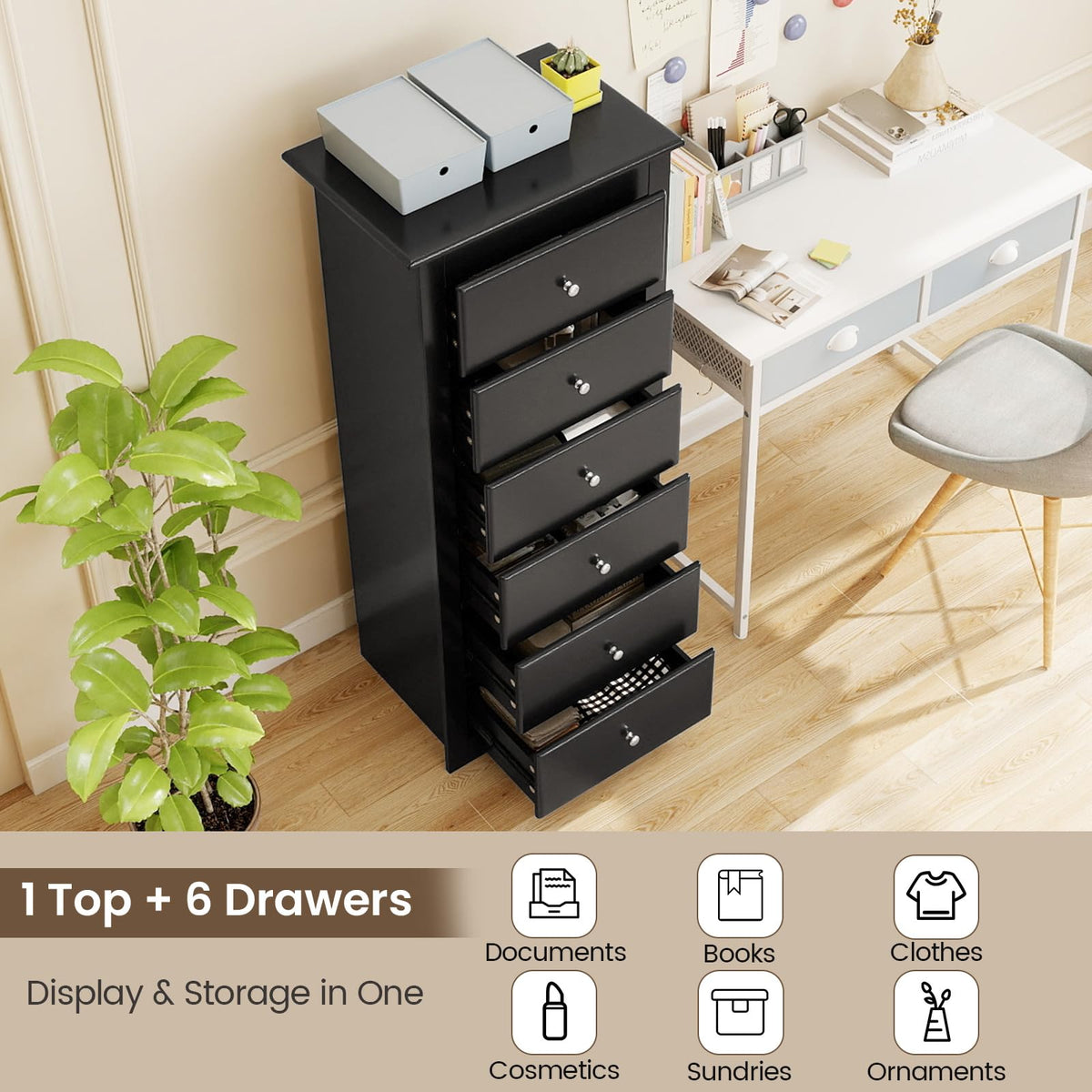 Cecily 6-Drawer Tall Chest Dresser