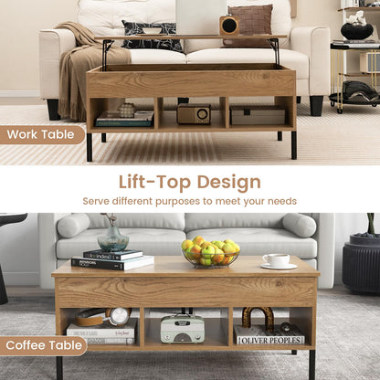 Florence Lift-Top Coffee Table with Hidden Storage and Cubbies
