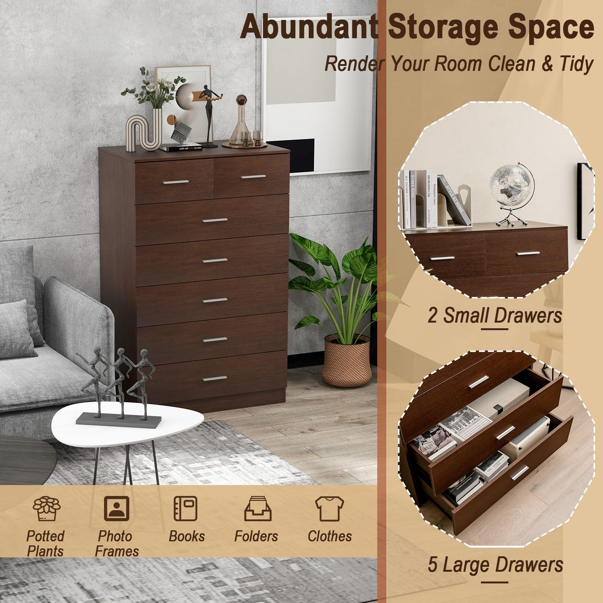 Nora 7-Drawer Wood Chest of Drawers