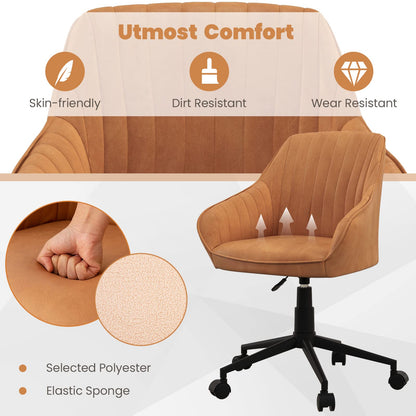 Winifred Mid-Century Swivel Desk Chair in Cognac