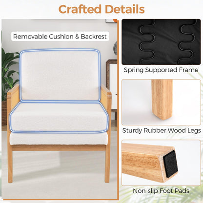 Cordelia Boho Sherpa Accent Chair with Rattan Arms