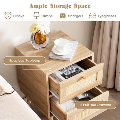 Adelaide Boho Rattan Nightstand Set of 2