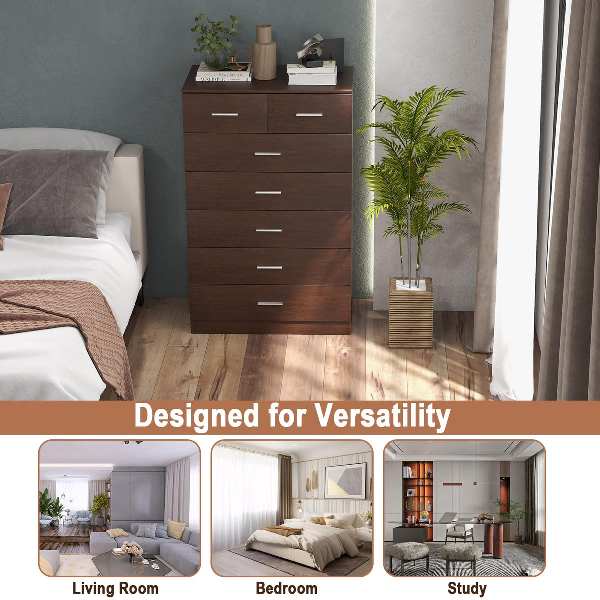 Nora 7-Drawer Wood Chest of Drawers