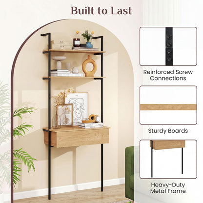 Magnolia 73" Ladder Bookshelf with Drawer