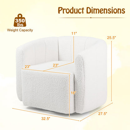 Wilhelmina 360° Swivel Barrel Accent Chair in Ivory Sherpa