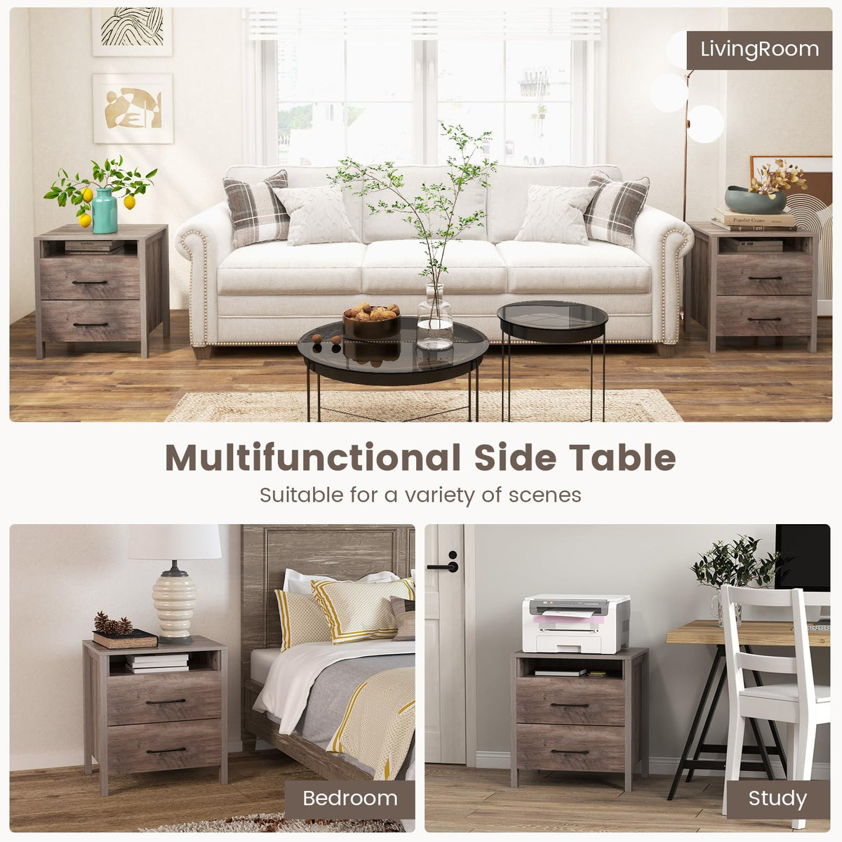 Marisol Farmhouse Nightstand Set of 2
