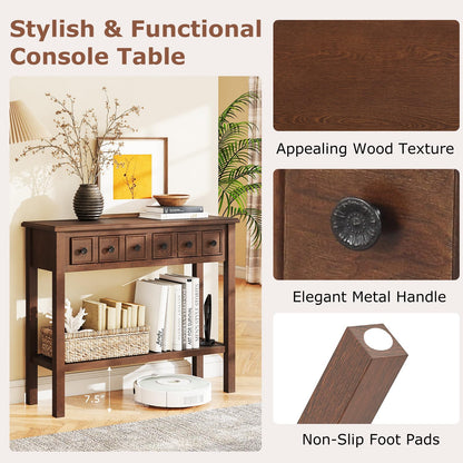 Rosalind Rustic Narrow Console Table with 2 Drawers