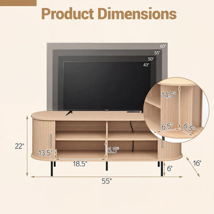 Juniper Fluted Mid-Century TV Stand with Charging Station