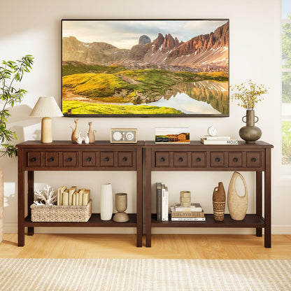 Rosalind Rustic Narrow Console Table with 2 Drawers