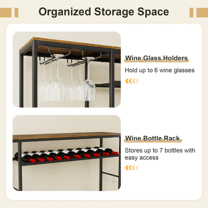 Beatrice LED Wine Bar Cabinet with Glass Rack and Charging Station