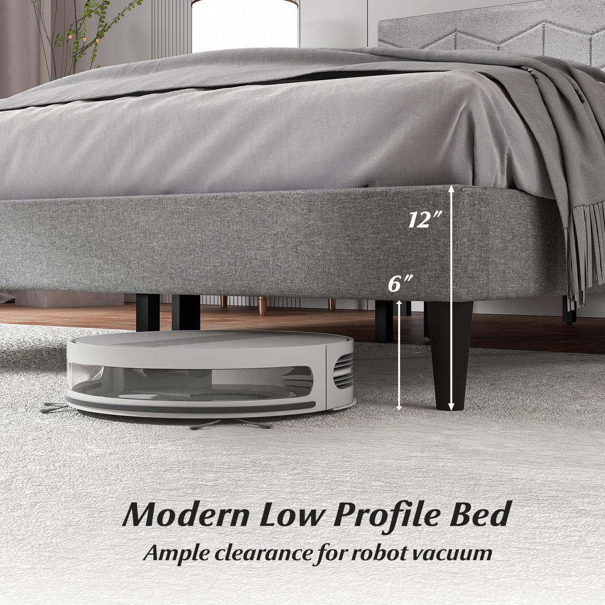Aurelia Queen Upholstered Platform Bed Frame with Geometric Headboard