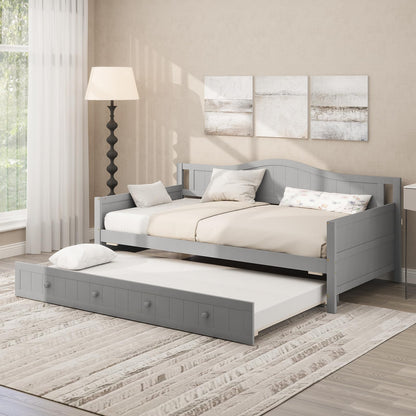 Philippa Twin Wood Daybed with Roll-Out Trundle in Gray