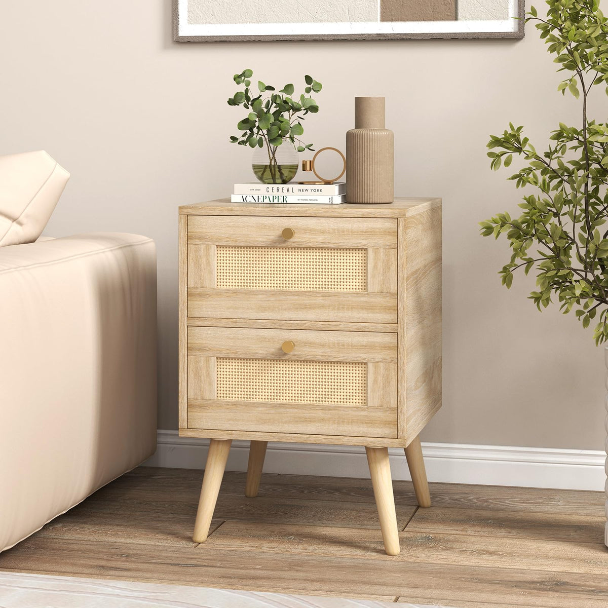 Adelaide Boho Rattan Nightstand Set of 2