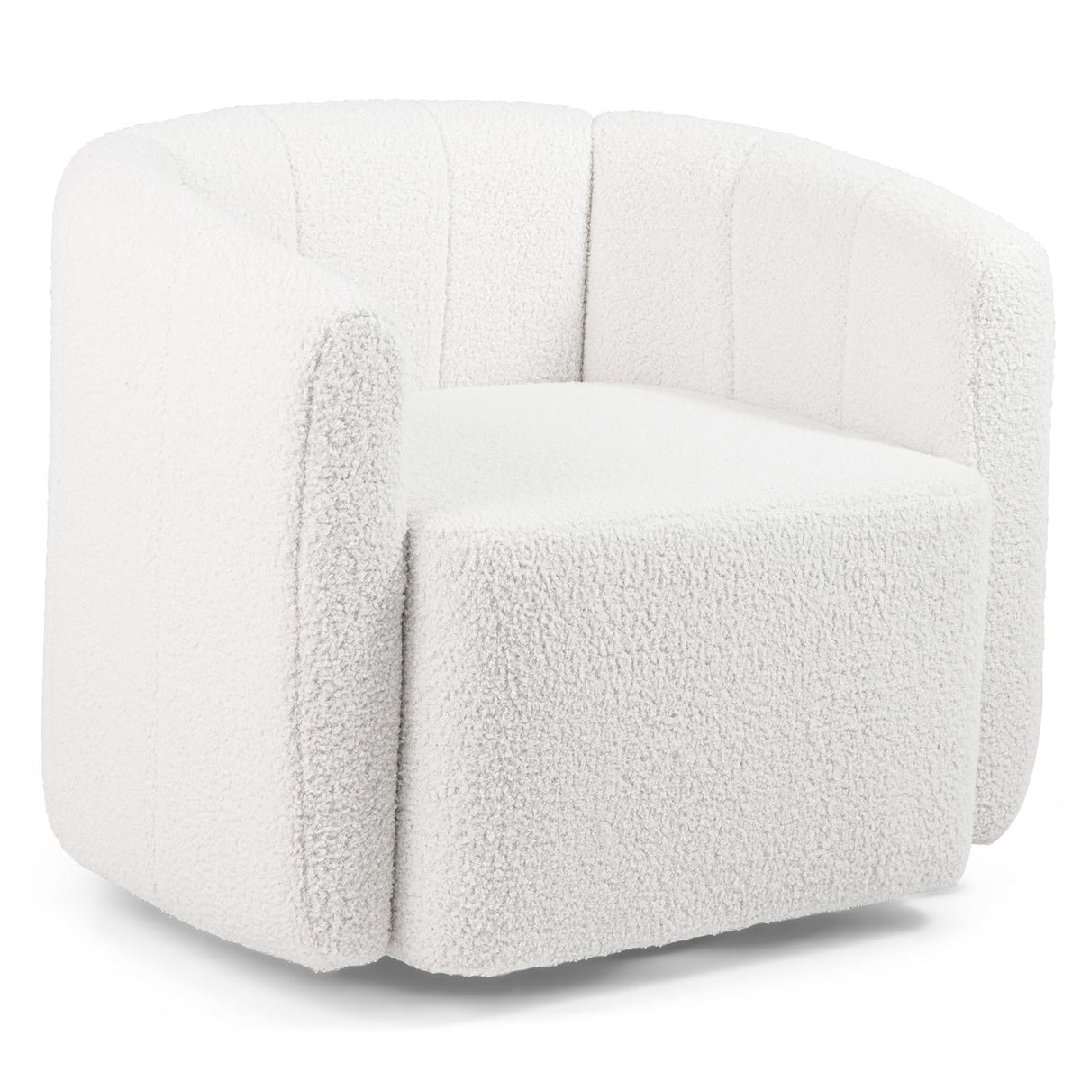 Wilhelmina 360° Swivel Barrel Accent Chair in Ivory Sherpa