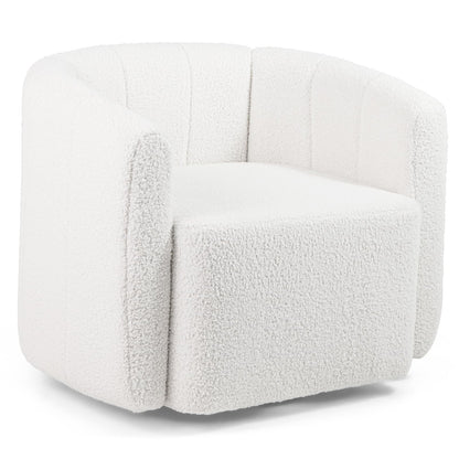Wilhelmina 360° Swivel Barrel Accent Chair in Ivory Sherpa