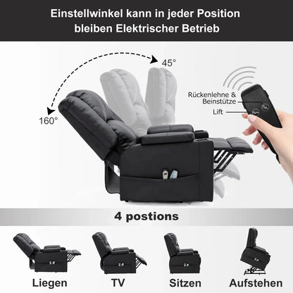 Single Seater Manual Air Leather Recliner with Built-In Cup Holder and Side Pocket Canva Home