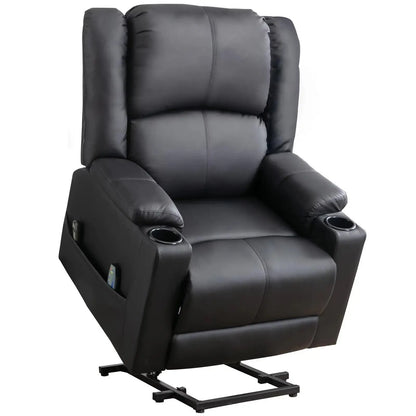 Single Seater Manual Air Leather Recliner with Built-In Cup Holder and Side Pocket Canva Home