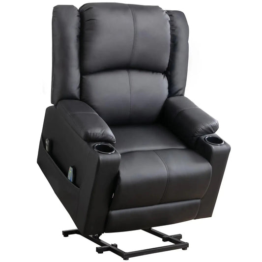 Single Seater Manual Air Leather Recliner with Built-In Cup Holder and Side Pocket Canva Home