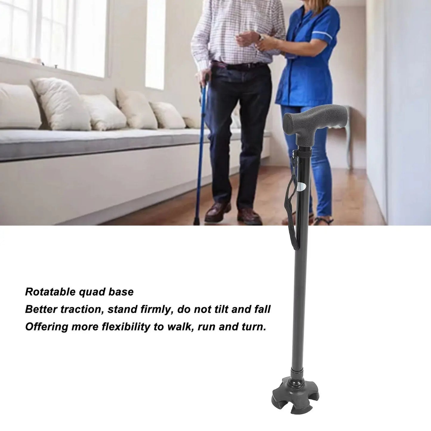 Self-Standing Walking Cane with 4-Pronged Base Canva Home