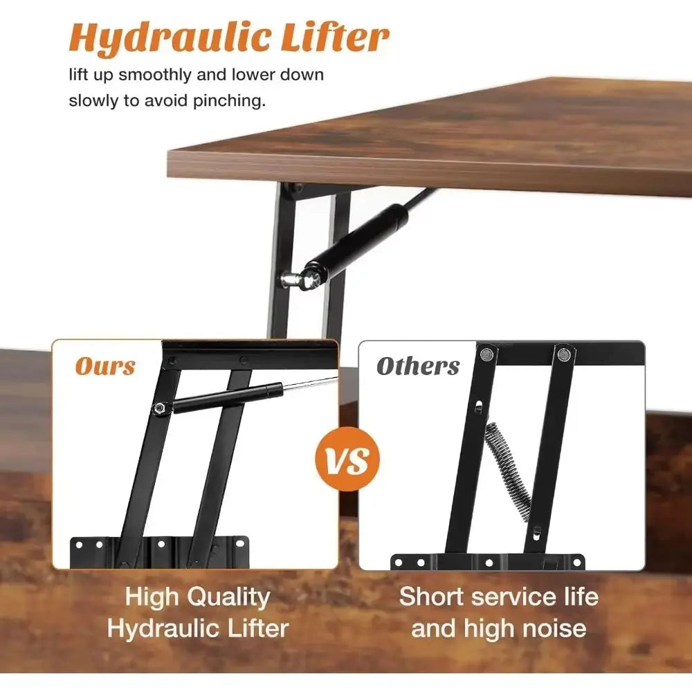 Loui Rustic Lift Top Farmhouse Coffee Table Canva Home