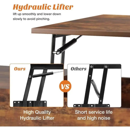 Loui Rustic Lift Top Farmhouse Coffee Table Canva Home