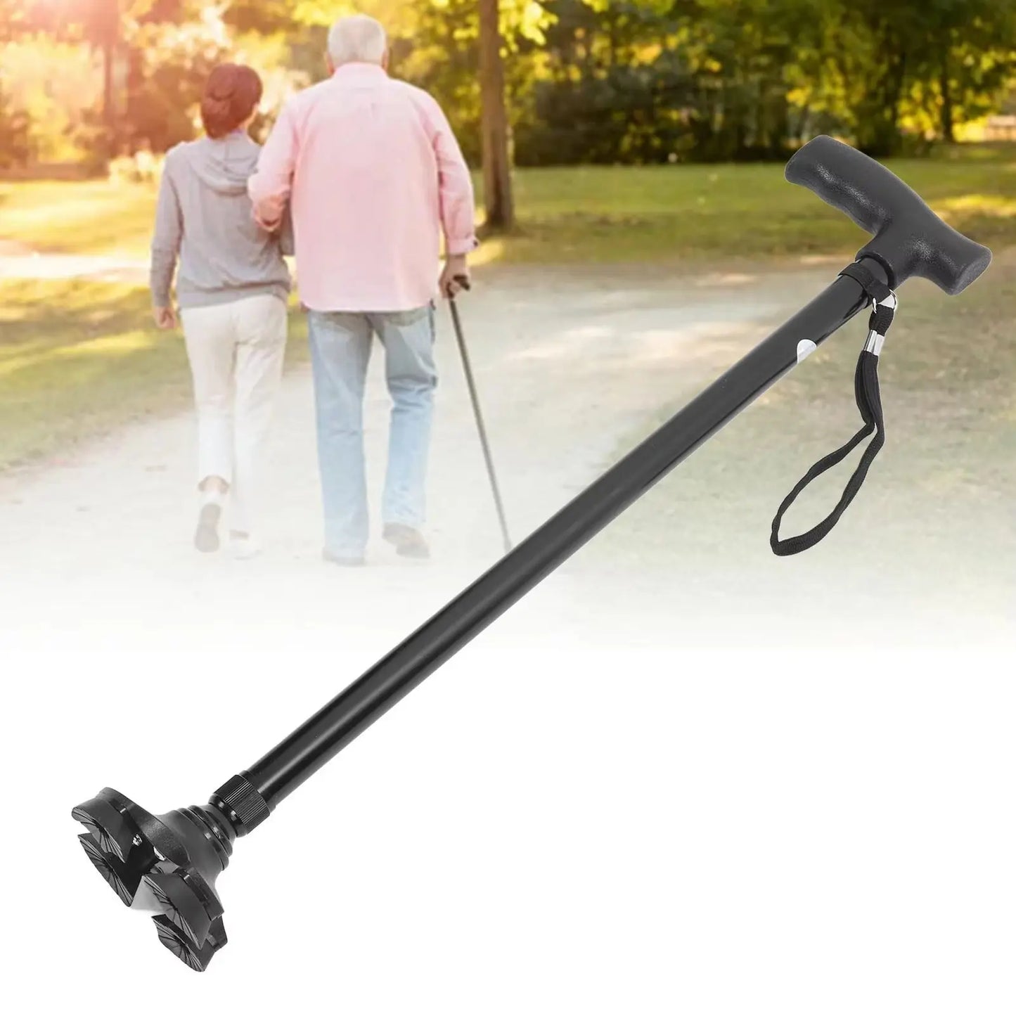 Self-Standing Walking Cane with 4-Pronged Base Canva Home