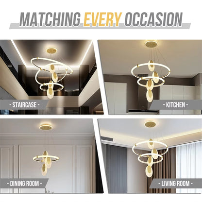 Luvodi 3-Layer LED Acrylic Water-Drop Chandelier Pendant Lamp - Canva Home