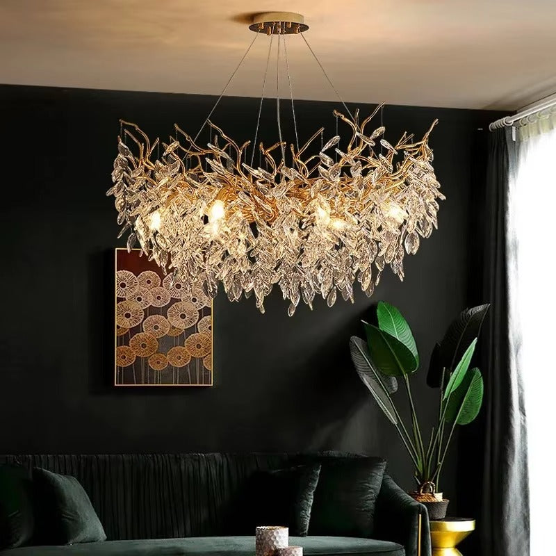 Luxury Gold Crystal LED Chandelier Pendant Lamp