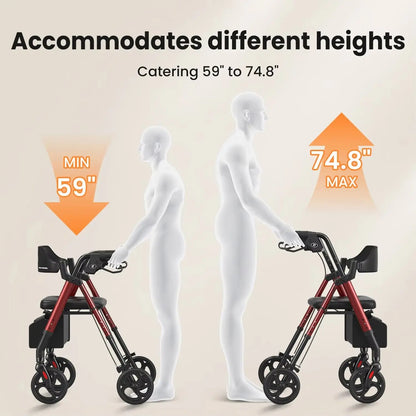 Foldable Rollator Walker for Seniors with Seat & 8″ Wheels Canva Home