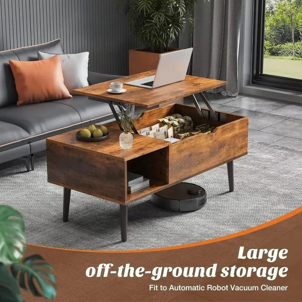 Loui Rustic Lift Top Farmhouse Coffee Table Canva Home
