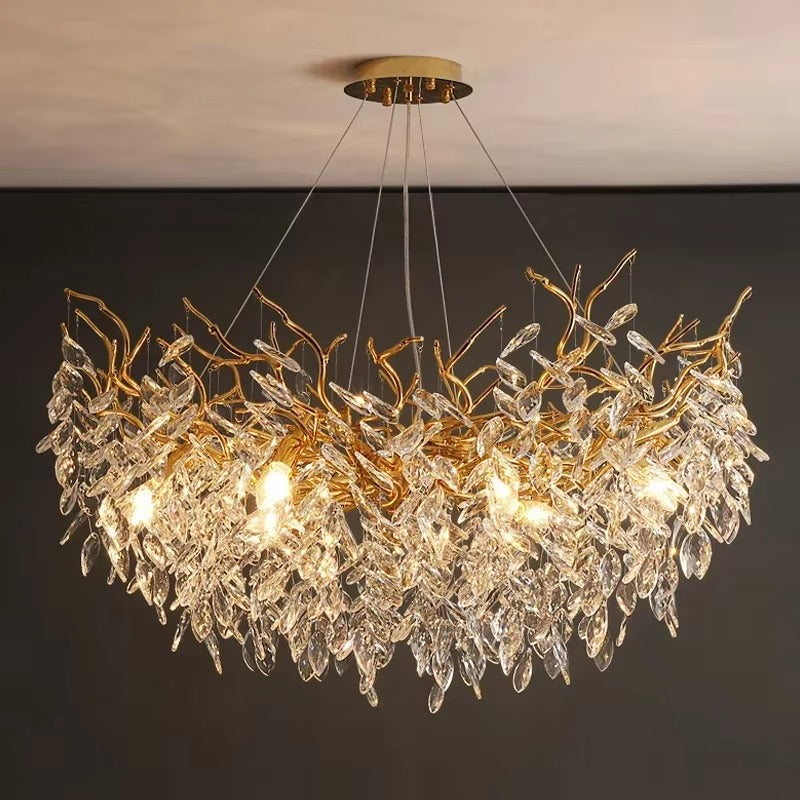 Luxury Gold Crystal LED Chandelier Pendant Lamp