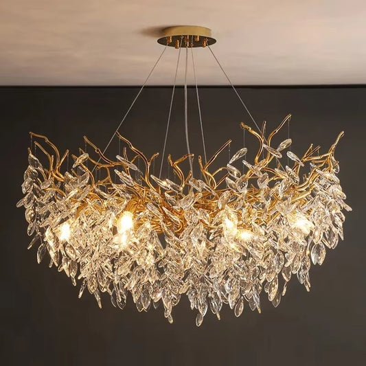 Luxury Gold Crystal LED Chandelier Pendant Lamp