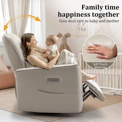 Swivel Rocker Power Recliner Chair with Smooth Motion System and USB & Type-C Ports Canva Home