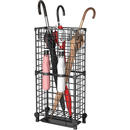 Clementine Metal Umbrella Stand with Drip Tray Black