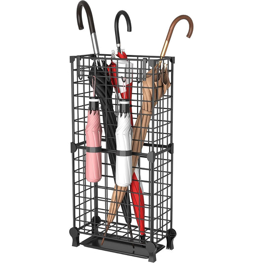 Clementine Metal Umbrella Stand with Drip Tray Black