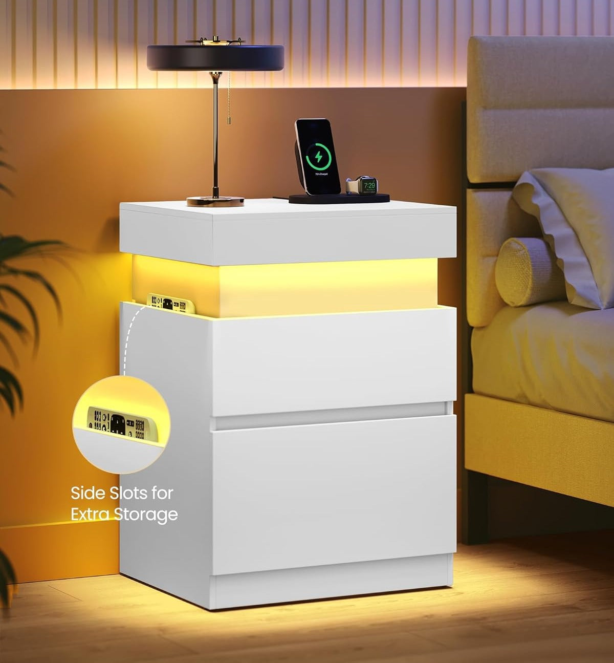 Modern Bedside Table with 2 Drawers