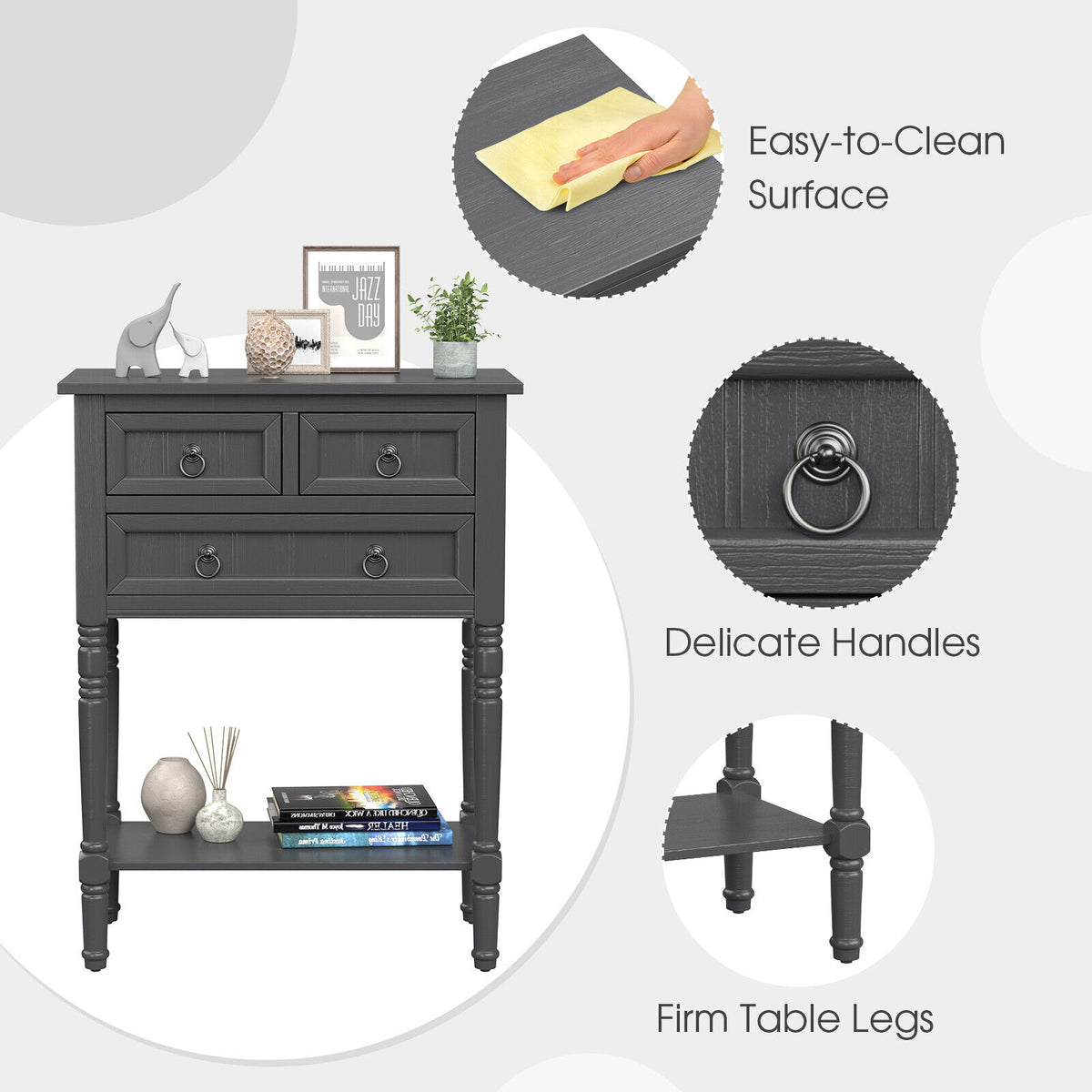 Pippa Small Space 3 Drawer Entryway Table