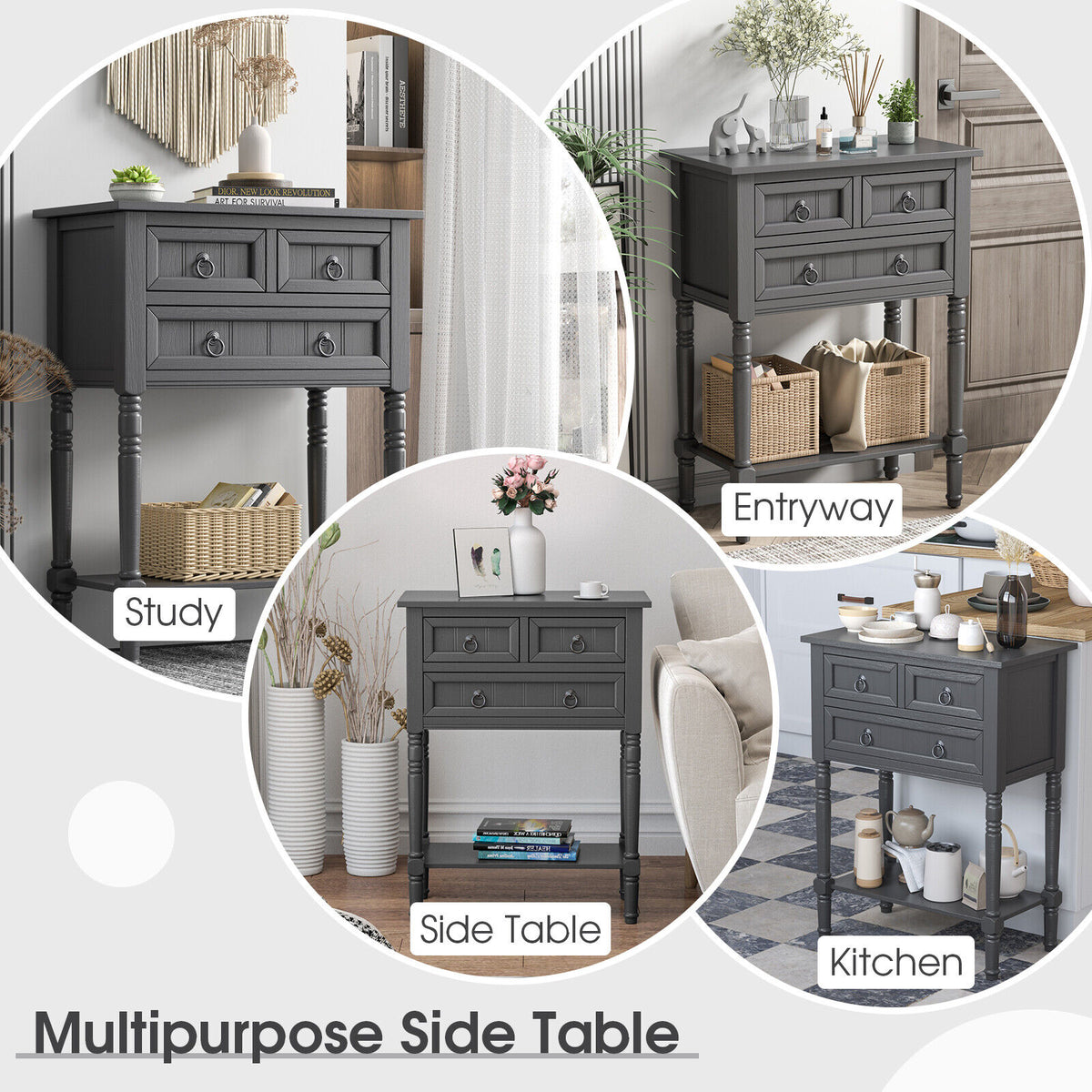 Pippa Small Space 3 Drawer Entryway Table