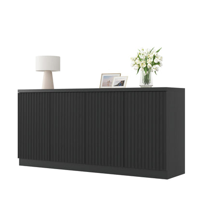 Black fluted buffet sideboard with 4 doors