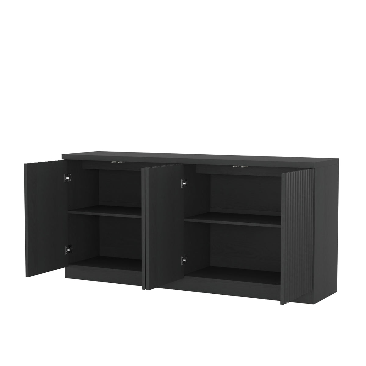Black fluted buffet sideboard with 4 doors