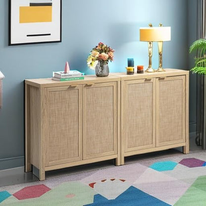 Rattan Sideboard Buffet Cabinet with Large Storage - Canva Home