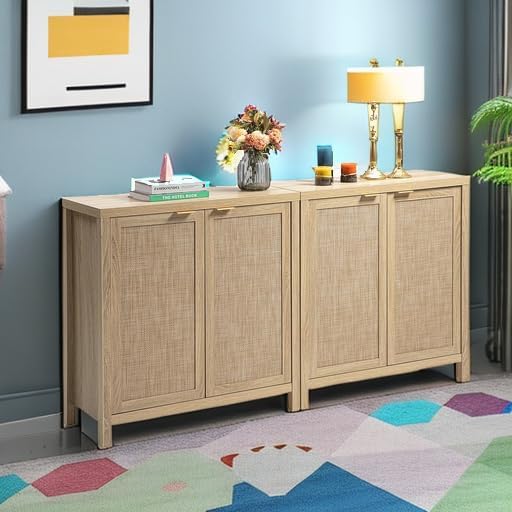 Rattan Sideboard Buffet Cabinet with Large Storage - Canva Home
