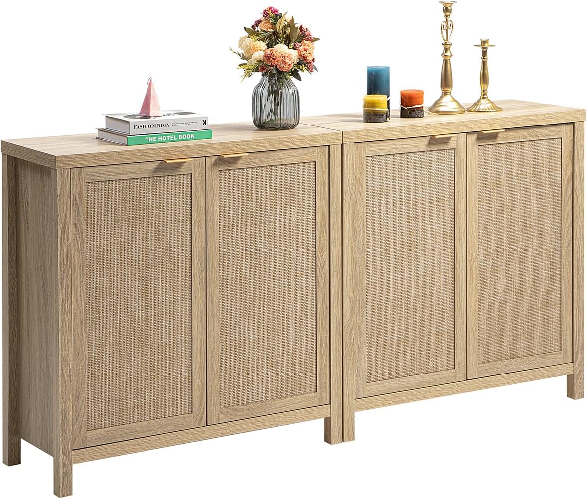 Rattan Sideboard Buffet Cabinet with Large Storage - Canva Home
