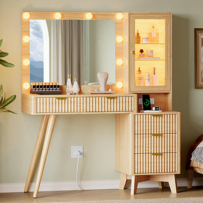45" Glass Top Vanity Makeup Table Set - Canva Home